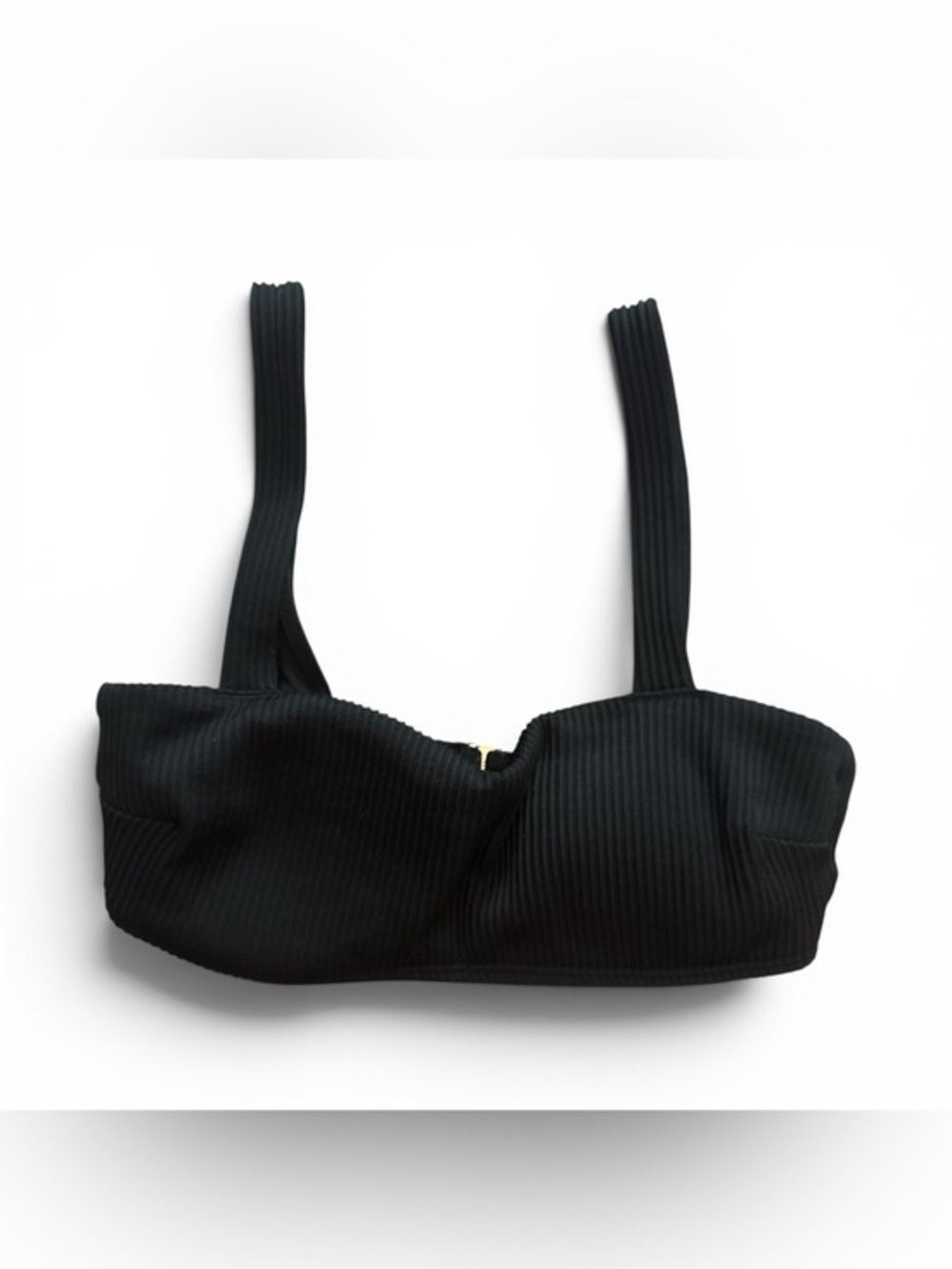 Hollister Black Ribbed Bandeau Bikini Bralette with Straps Size Small Resortwear